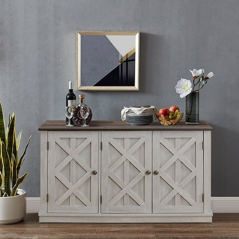 48" Rustic Wood Finish Buffet Cabinet with 3 Doors - Ample Storage - 48" in Width