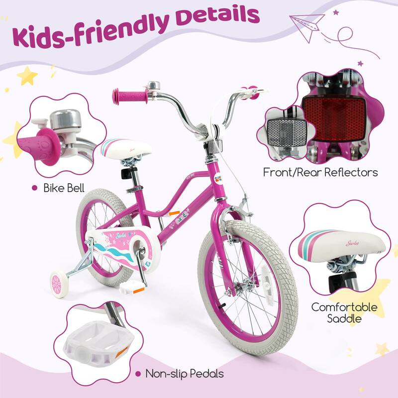 Costway 12”/14”/16”/18” Kids Bicycle with Dual Brake System Adjustable