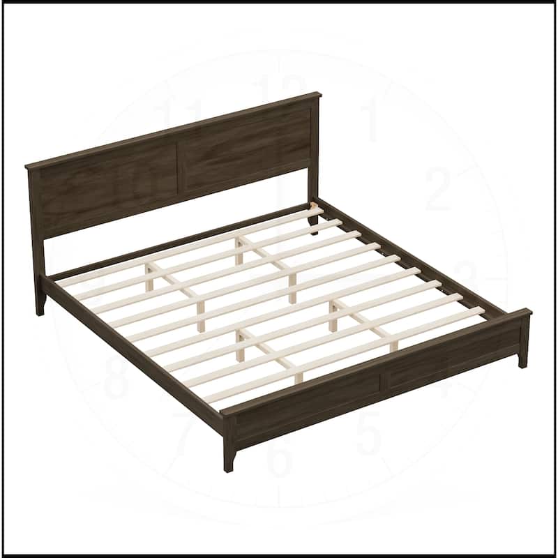 Solid Wood Platform Bed with Sturdy Wooden Slats Support