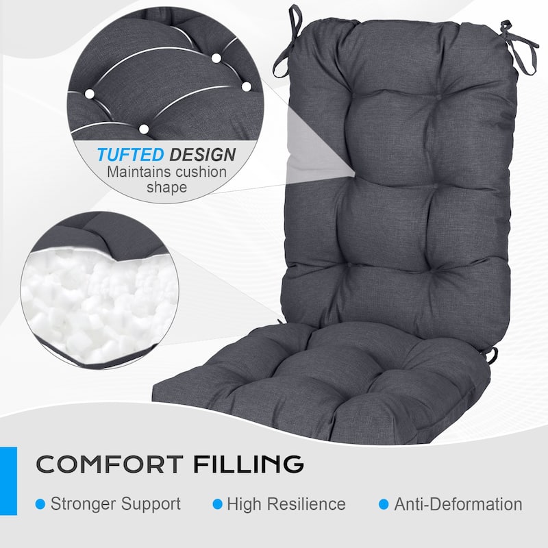 Aoodor Outdoor 42"x 20" x5" Tufted Back Cushions Patio Replacement Chair Cushion, Set of 2