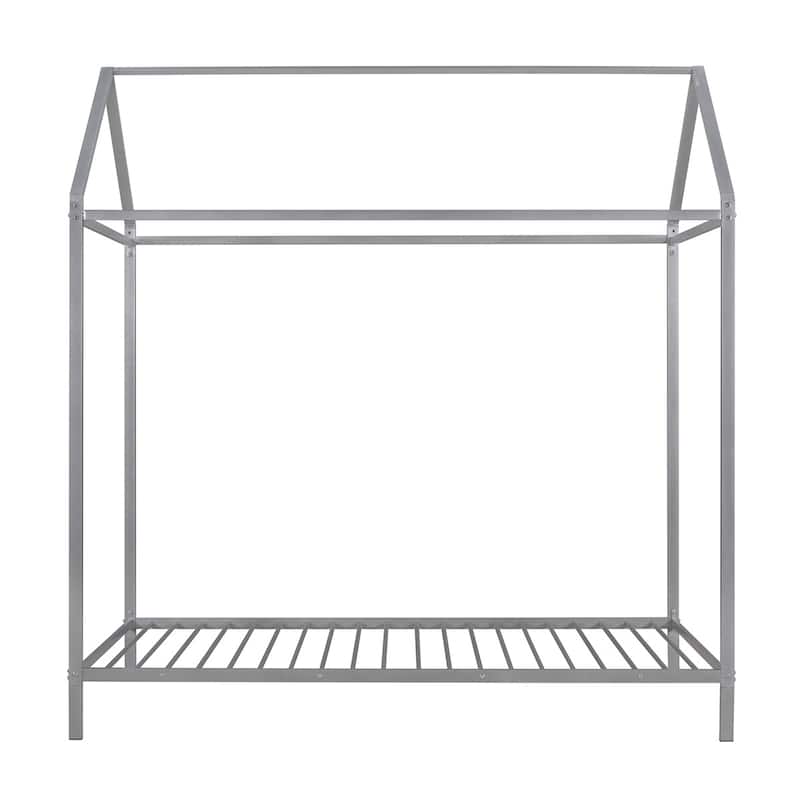 Merax Twin Size Metal House Bed Frame, Floor Bed for Kids