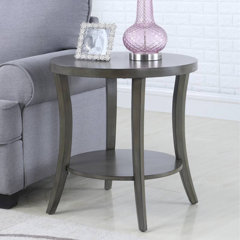 23" Modern Round End Table with Storage Shelf for Living Room and Bedroom - Gray