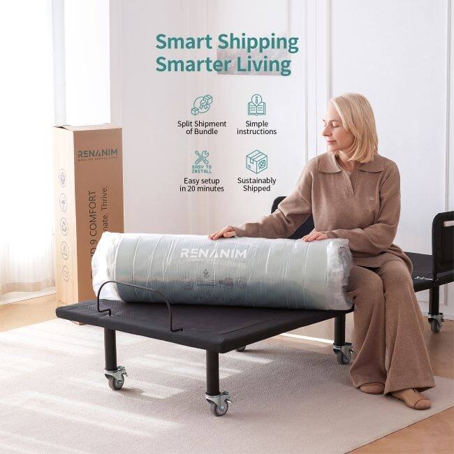 FlexCare Adjustable Bed Frame & 6" Mattress – Zero Gravity Bed with Side Rails