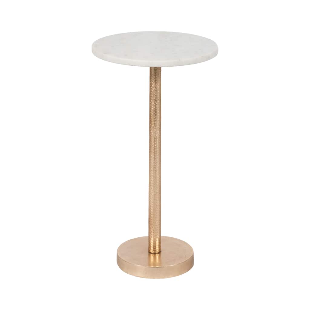 Metal and Stone Accent Table with Aluminum Base - Modern Stylish Side Table for Home Decor