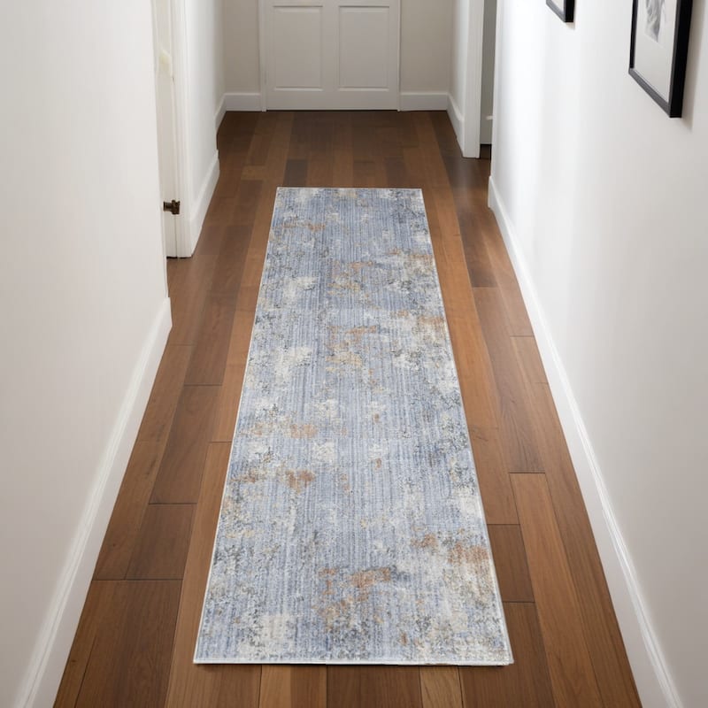 Fuba Power Loomed Abstract Modern Stain Resistant Low Pile with Fringe Area Rug By HomeRoots - 96' X '26' X '0.25 - 96' X '26' X '0.25 - Cream/Onyx - Runner