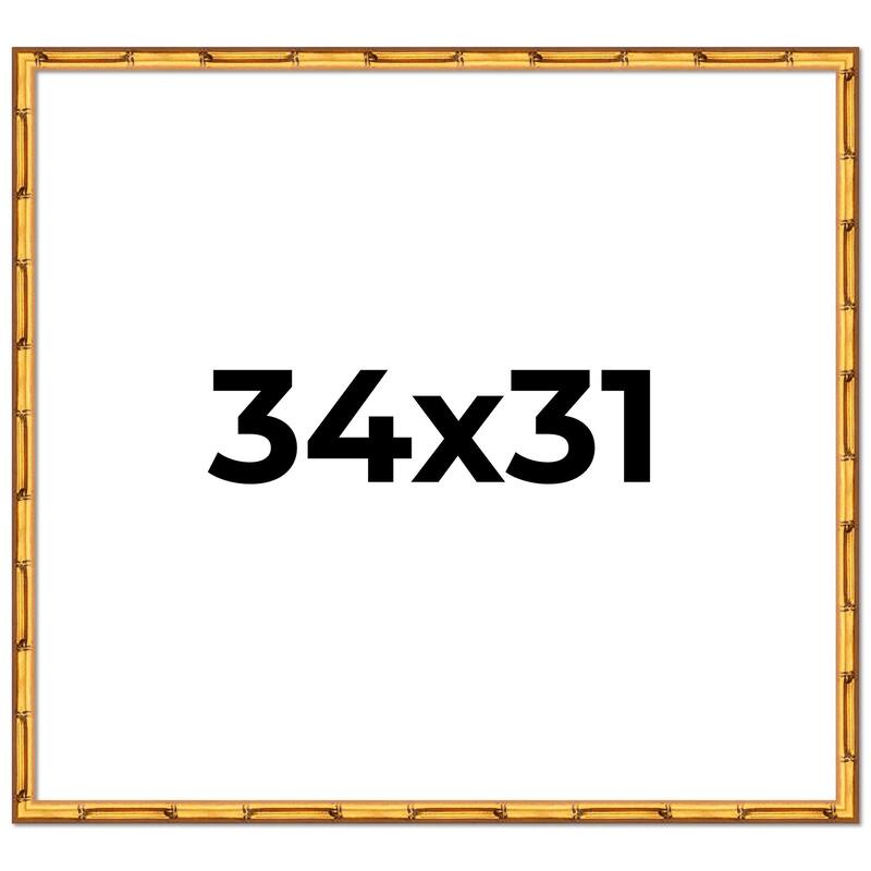 34x31 Frame Gold Bamboo Picture Frame Modern Photo Frame Includes UV Acrylic Shatter Guard Front Acid Free Foam Backing Board