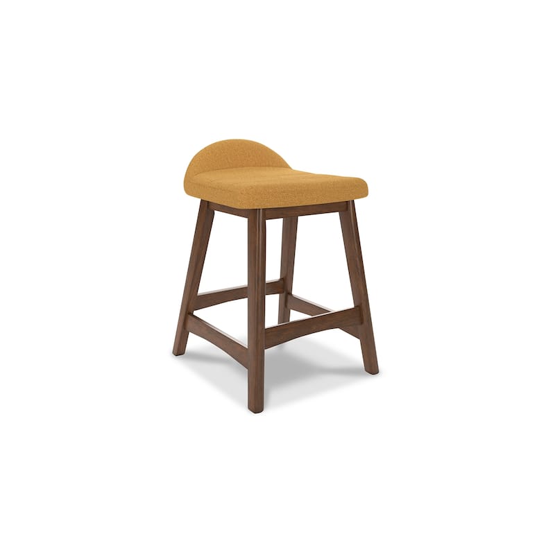Jeyn Counter Stool with Footrest Set of 2, Brown Hardwood, Yellow Seat
