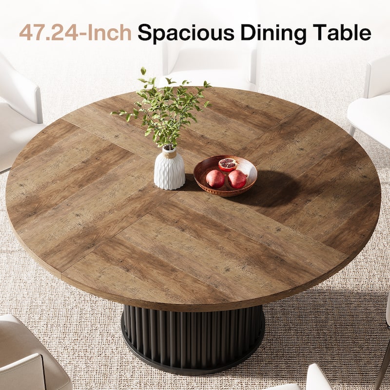 47 Inch Round Dining Table for 4-6 People - 47.24" W x 47.24" D x 29.92" H