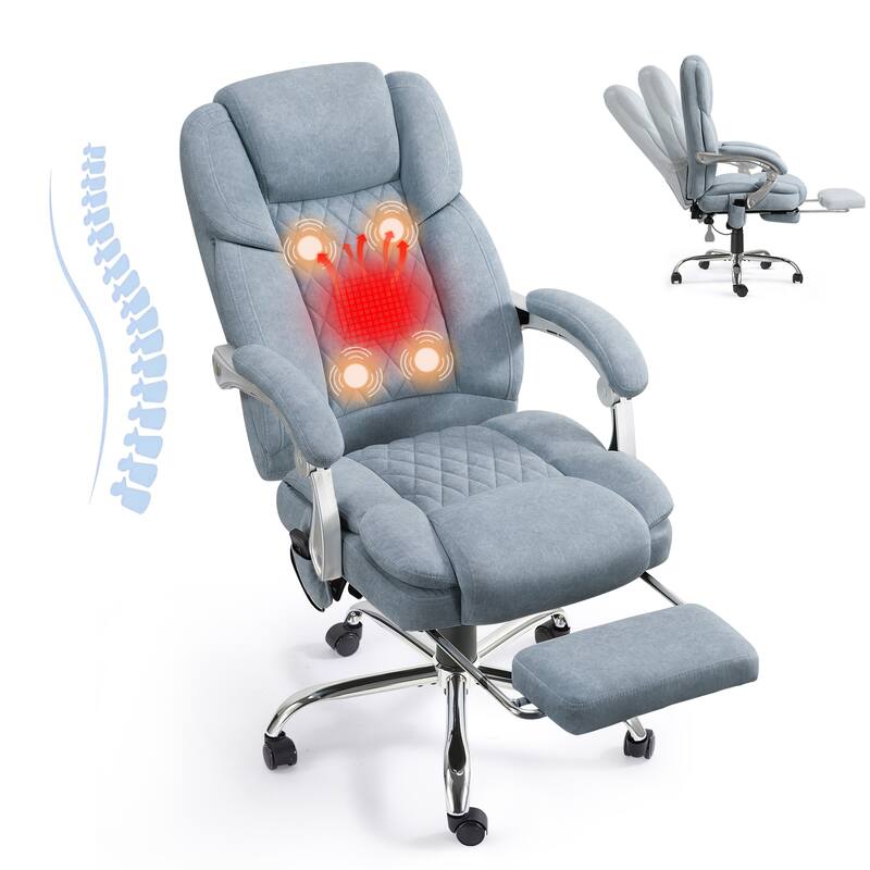 EROMMY Heated Massage Office Chair with Footrest, Ergonomic Reclining Desk Chair with Lumbar Support and Adjustable Height.