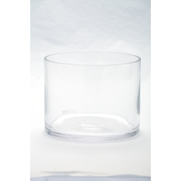 8" Clear Cylindrical Handblown Glass Vase - N/A