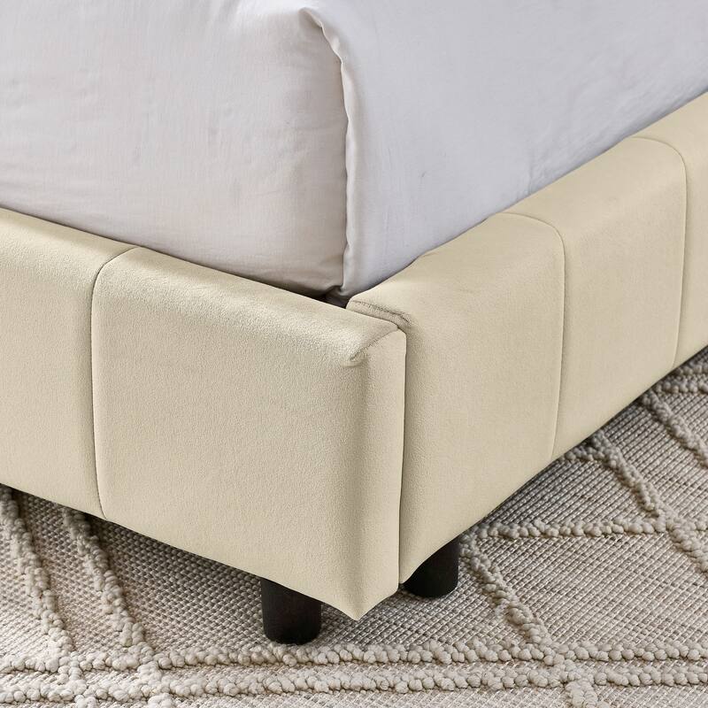 Roomfitters Full Upholstered Tufted Sofa Bed Frame with Backrest and Armrests, Velvet Platform Bed