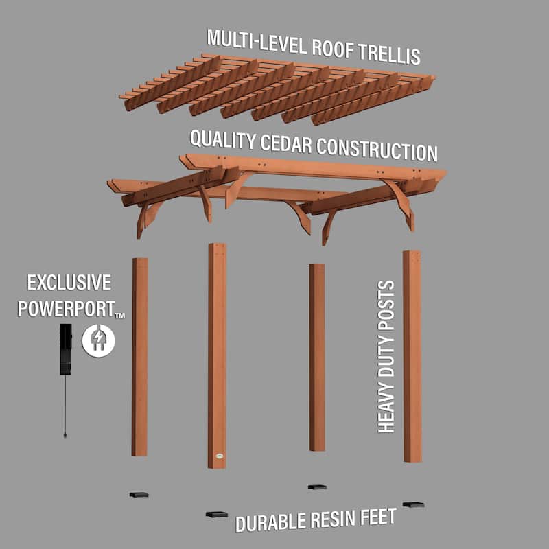 Backyard Discovery Beaumont 10'x10' Cedar Wood Pergola w/ Trellis Roof