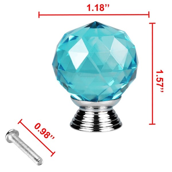 1.18"Crystal Glass Drawer Knobs Cabinet Pull Handle Round 10pcs - 1.18" x 1.18"(D*H)