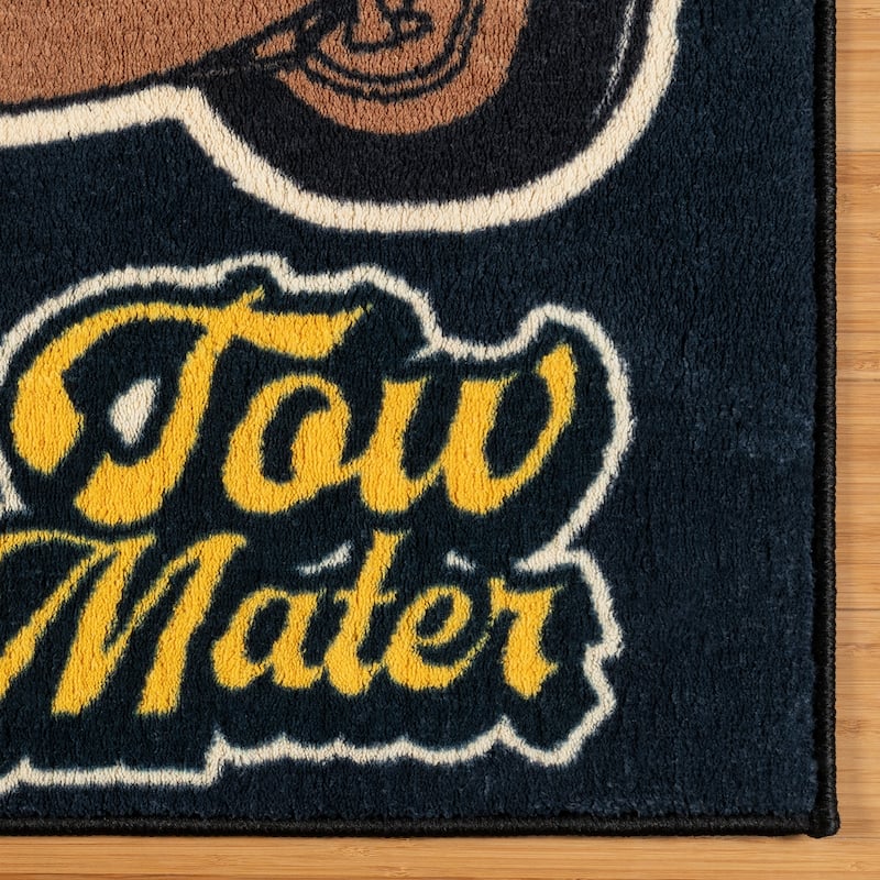 Licensed Pixar Cars Tow Mater Black Brown Red Easy Care Non-Slip Soft Polyester Kids Area Rug 3x5 - 3' 4" x 4' 6"