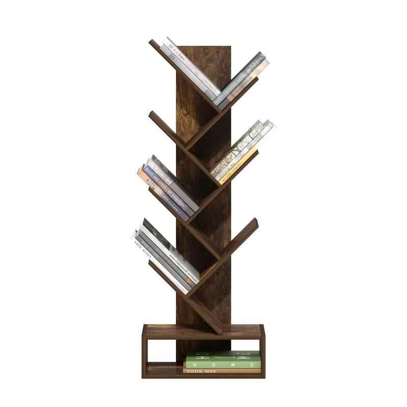 46.18 in. Tall Pine Wood 7-Shelf Bookcase