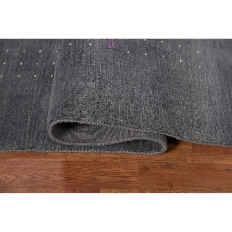 Tribal Gray Gabbeh Indian Area Rug Hand-Knotted Wool Carpet - 8'2" X 10'0"