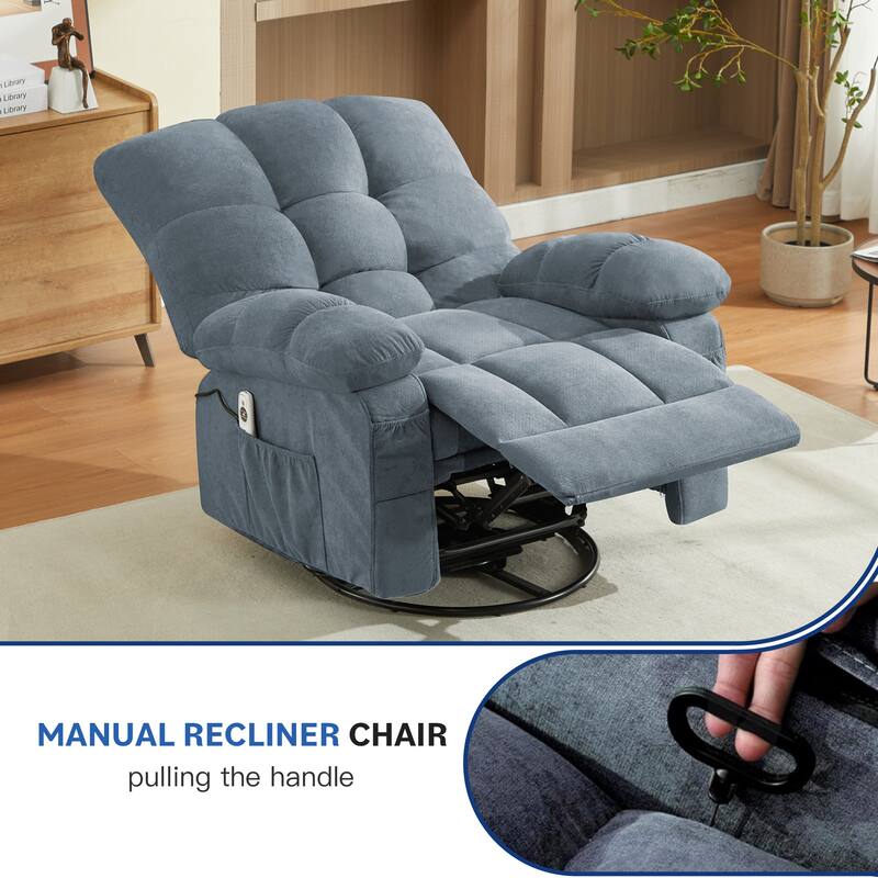 Massage Recliner Chair with Vibration and Lumbar Heating 350LB Capacity Swivel Rocker