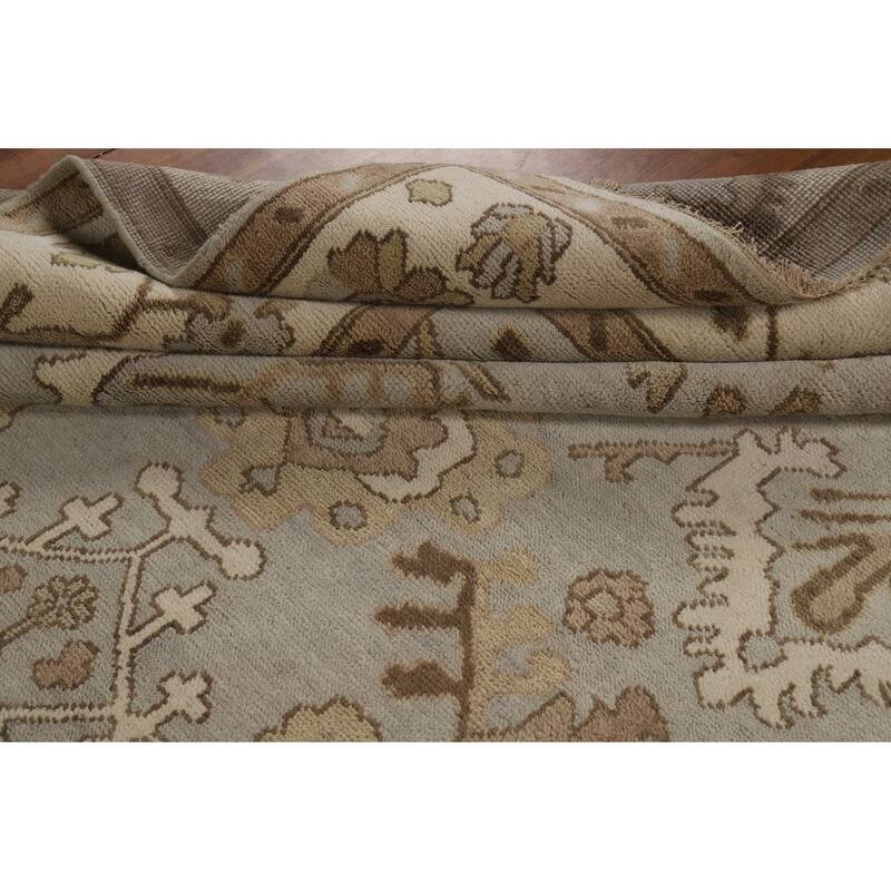 Gray Ivory Oushak Style Area Rug Handmade Wool Carpet - 9'1" x 11'10"