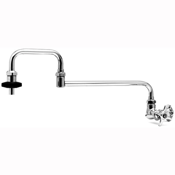 T and S Brass B-0592 18" Double-Joint Wall Mounted Pot Filler with Single Cross Handle and Insulated On-Off Control - Chrome
