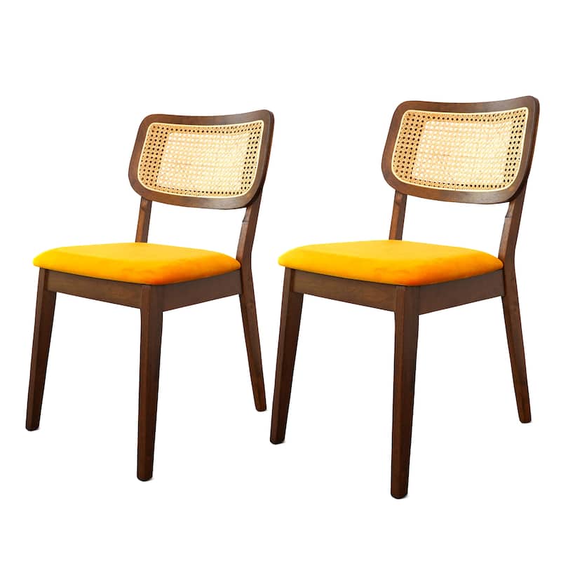 Katy Mid-Century Upholstered Fabric Dining Chair (Set of 2)