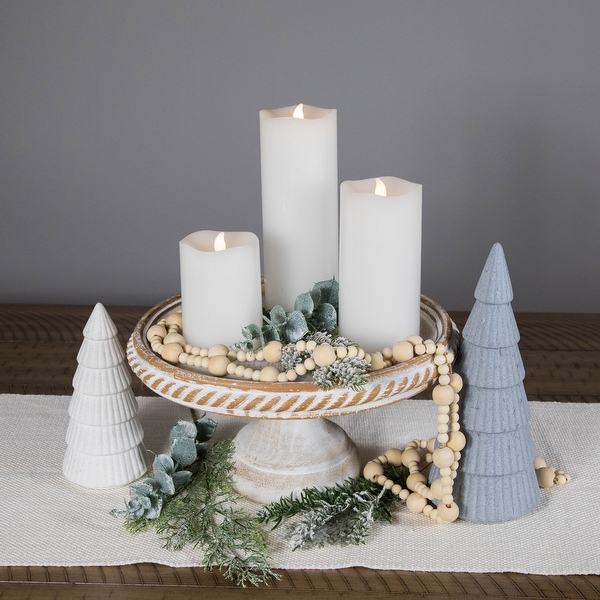 Northlight LED Flickering Flameless Wax Pillar Candles 8 inch White Set of 3