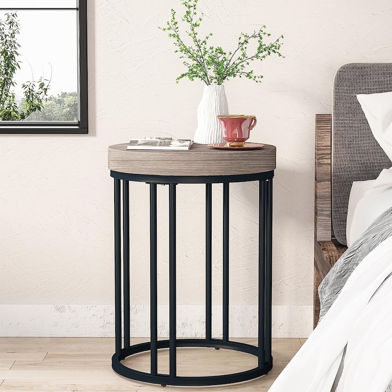 Round Side Table End Table, Modern Nightstand for Living Room Bedroom