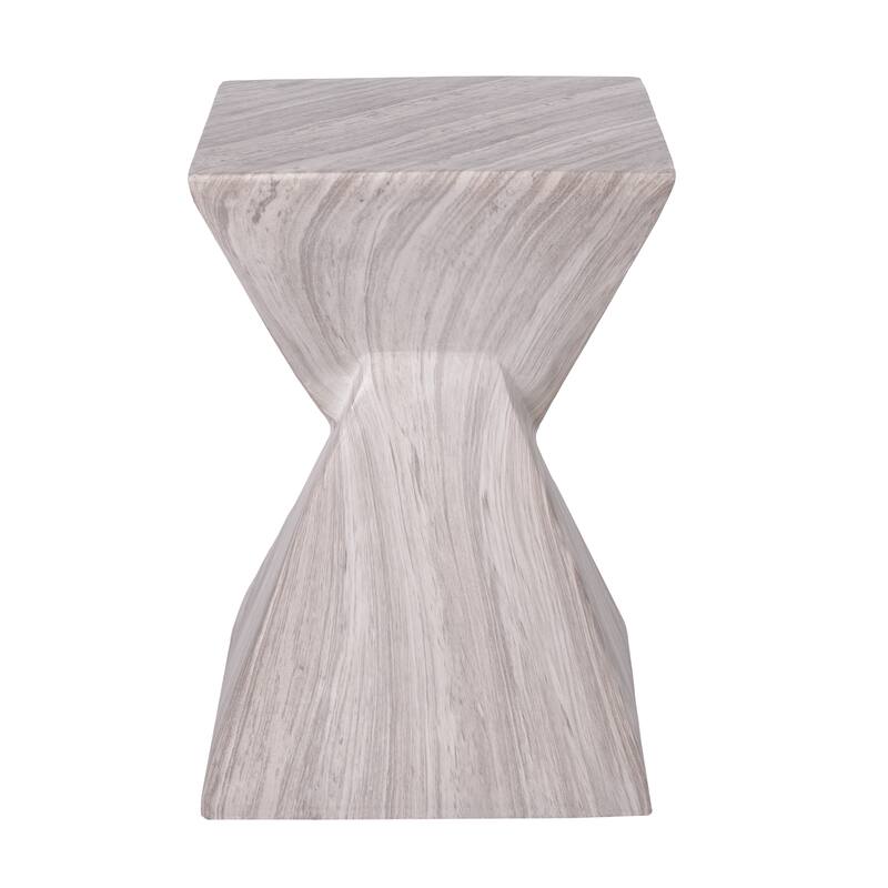 Christopher Knight Home - Modern Indoor/Outdoor 18.5"H Geometric Faux Marble MgO Accent Side Table with Sculptural Fluted Design