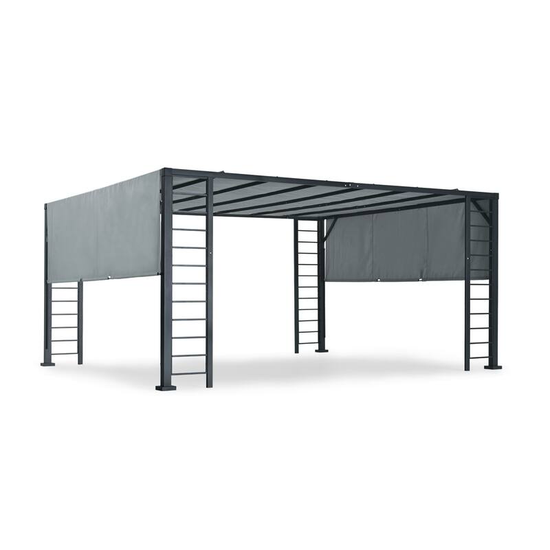 13 ft. x 15 ft. Aluminum Outdoor Pergola with Gray Retractable Shade