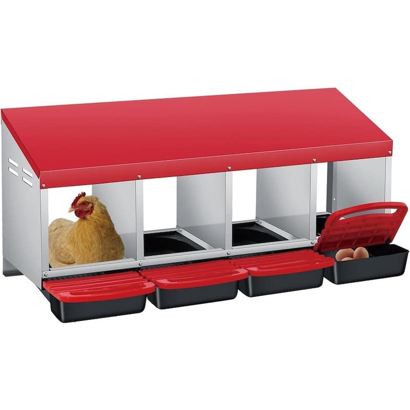 4 Holes Egg-Laying Boxes Nesting Boxes for Chickens Coops - Red
