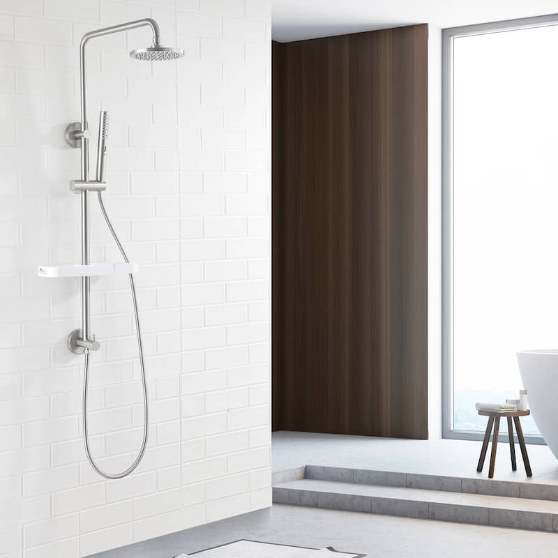 38"H 6 in Exposed Rain Shower Set With Handheld Shower (Valve Not Included)