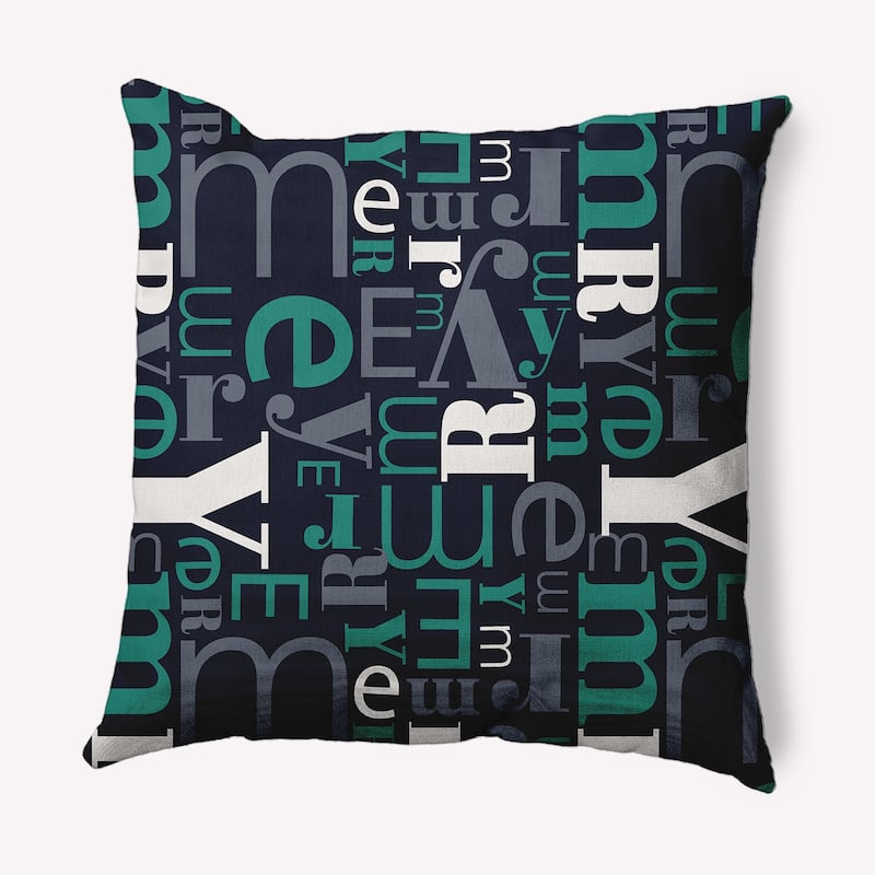 Crazy Merry Christmas Soft Spun Polyester Indoor/Outdoor Throw Pillow - 16" x 16" - Navy