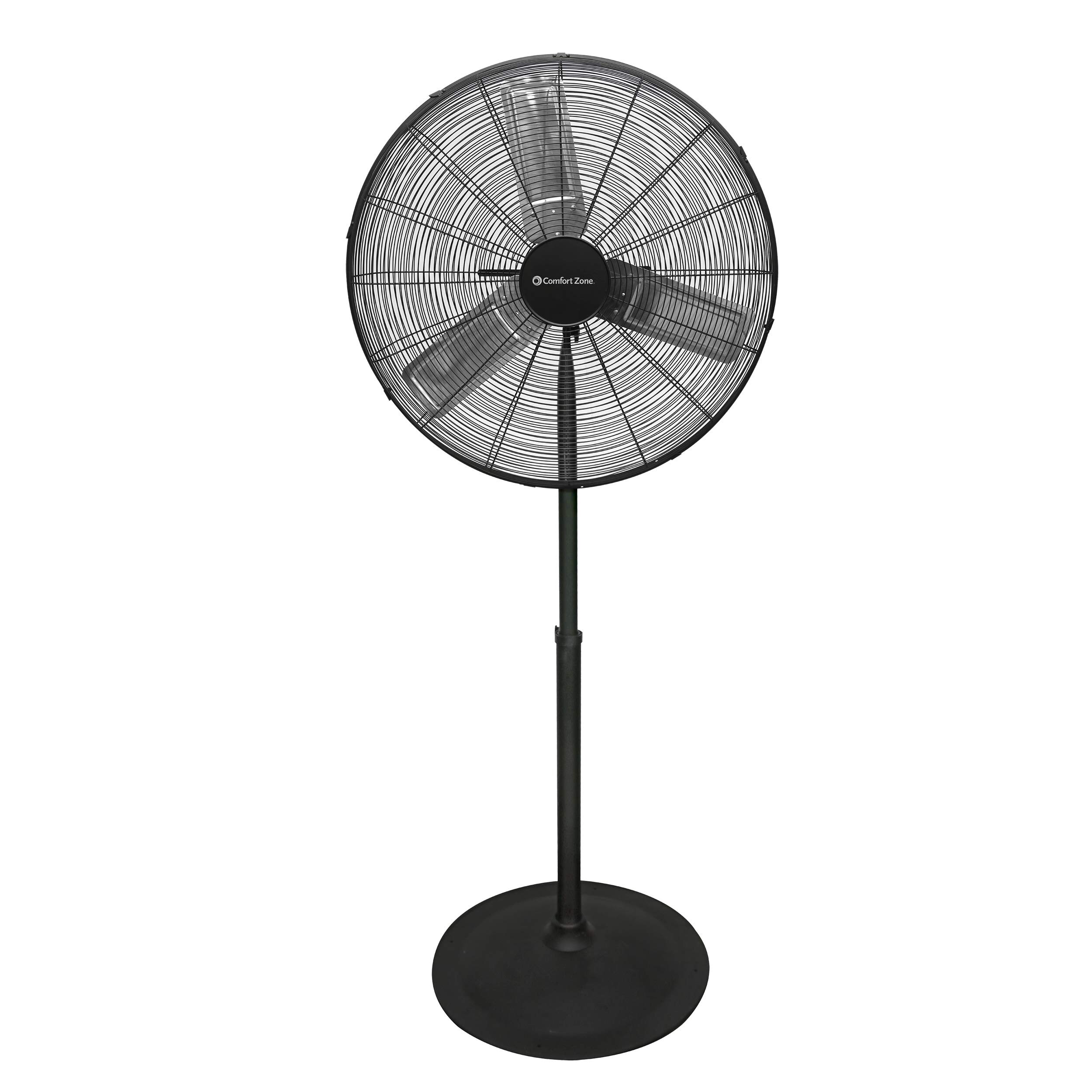 Comfort Zone Industrial Pedestal Fan, 30 Inch, 3 Speed, High Velocity