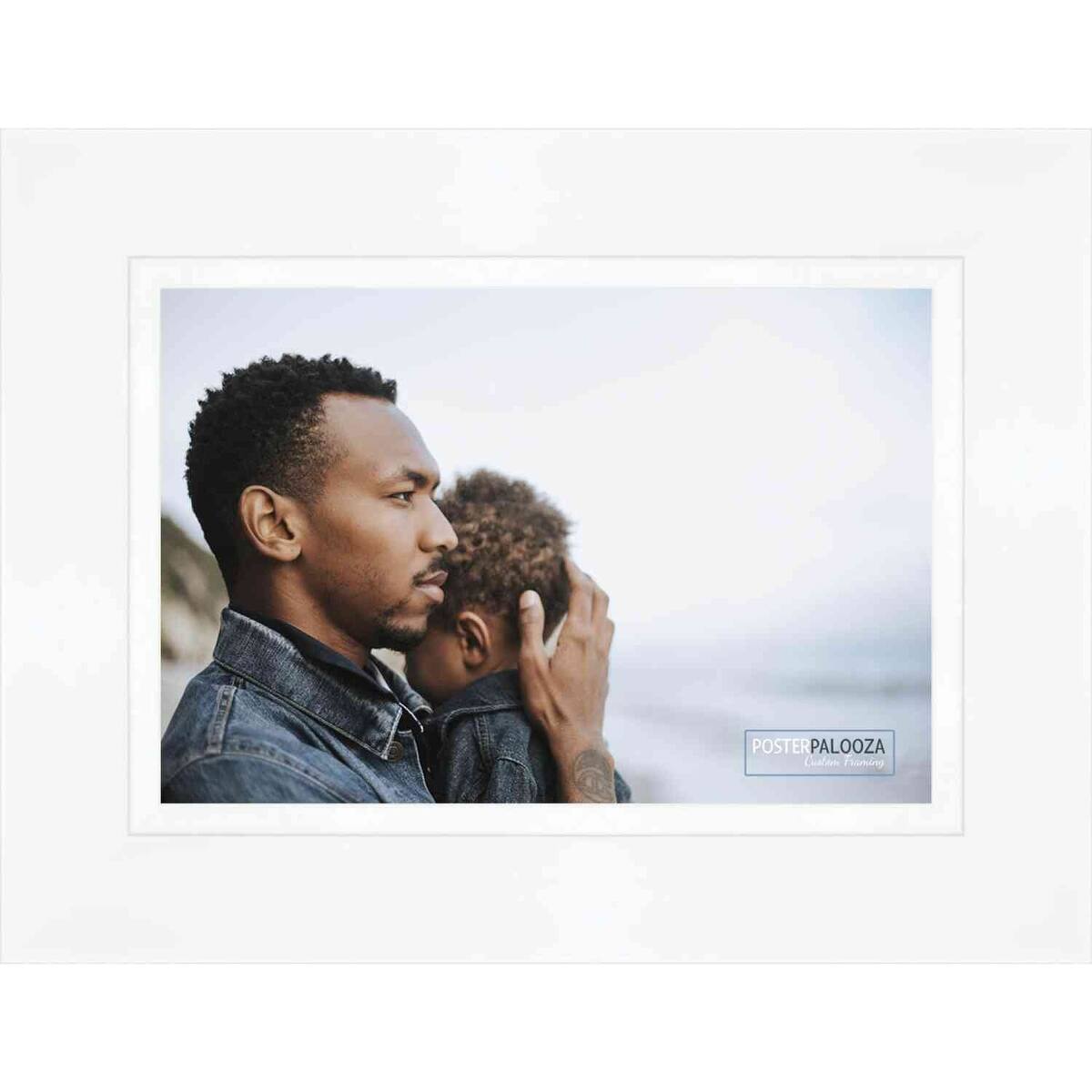 12x17 Lacquer White Complete Wood Picture Frame with UV Acrylic, Foam