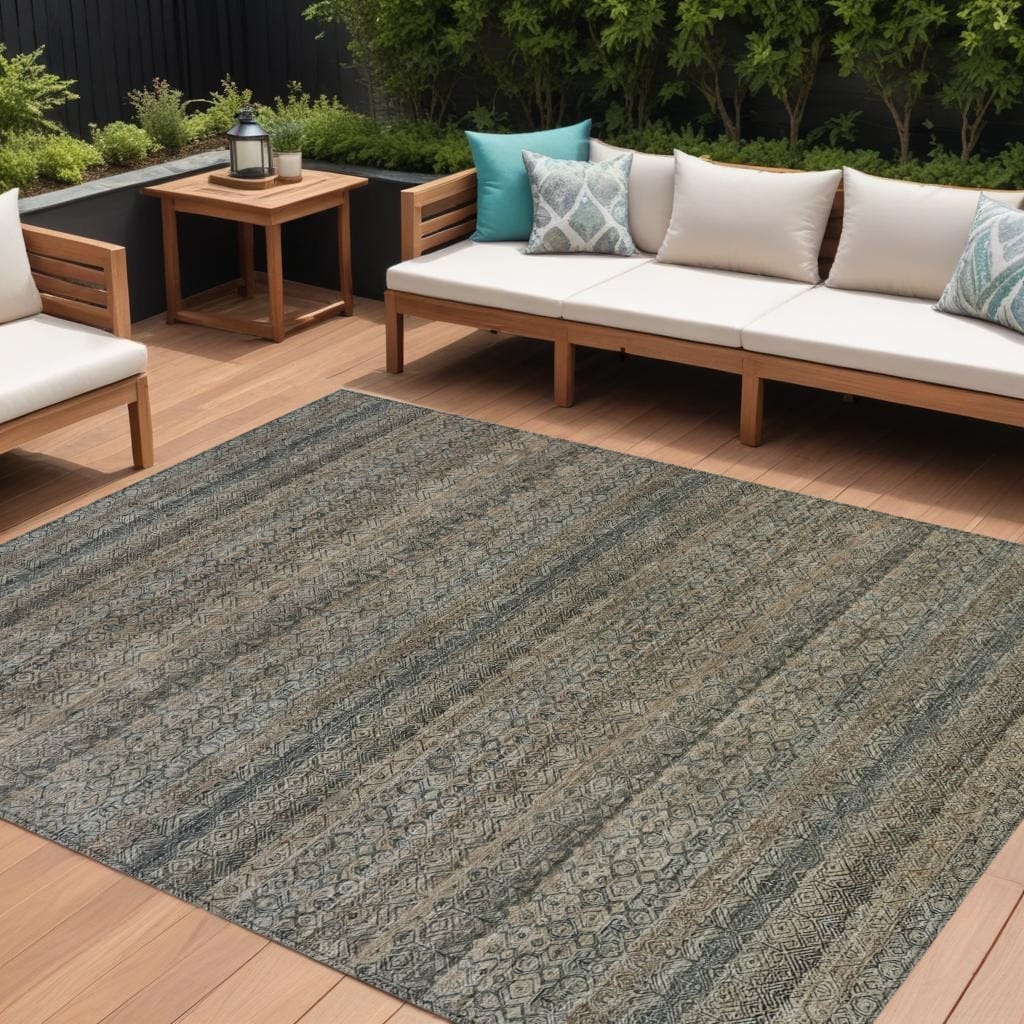 HomeRoots Striped Transitional Rectangle Outdoor Rug