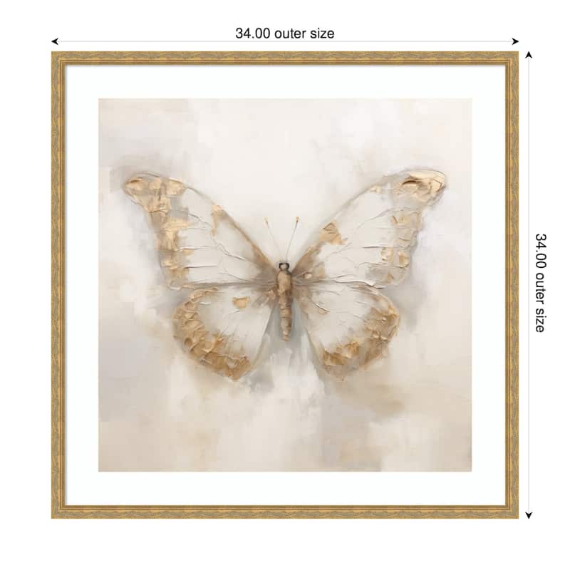 Kate and Laurel Framed Art Butterfly Neutral 2 by The Creative Bunch Studio