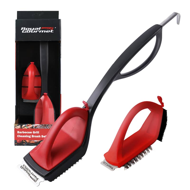 Royal Gourmet TB1806 18In Grill Cleaning Brush with Replacement Head - Red
