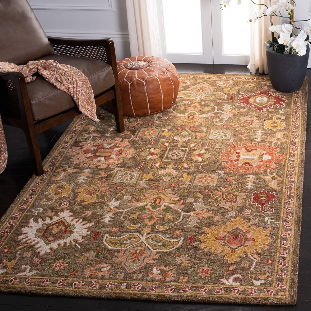 SAFAVIEH Handmade Heritage Chrysanthemum Traditional Wool Rug