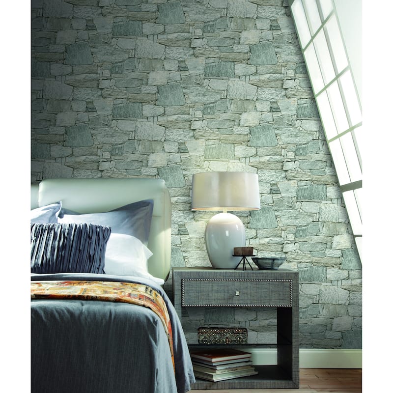 Lansing 20' L x 27" W Stone Peel and Stick Wallpaper