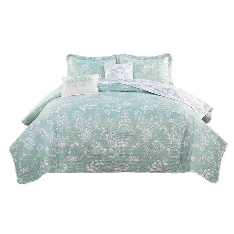 Serenta 5 Piece Printed Microfiber LA Boheme Quilt Set