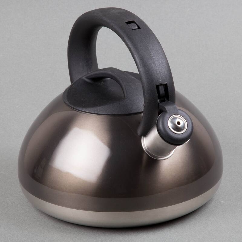 Creative Home Sphere 3.0 Quart Stainless Steel Whistling Tea Kettle, Metallic Smoke Color
