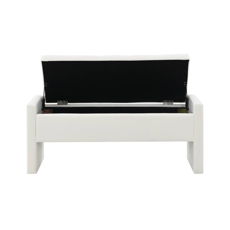 Modern Bed End Bench with Storage,Upholstered Large Foot Rest Stool, Comfy Window Vanity Bench for Living Room,Bedroom