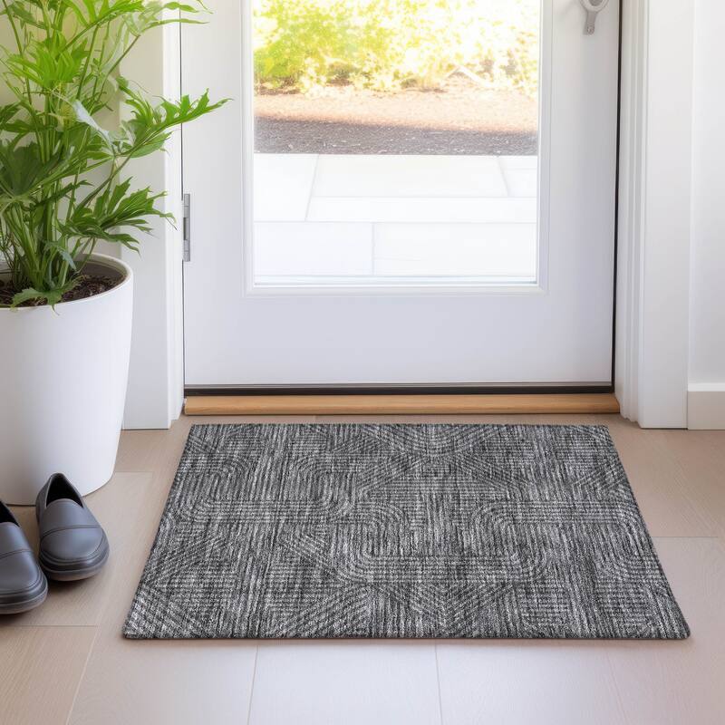 Premium Washable Super Soft Modern Geo Mayfield Rug - Charcoal - 1'8" x 2'6"