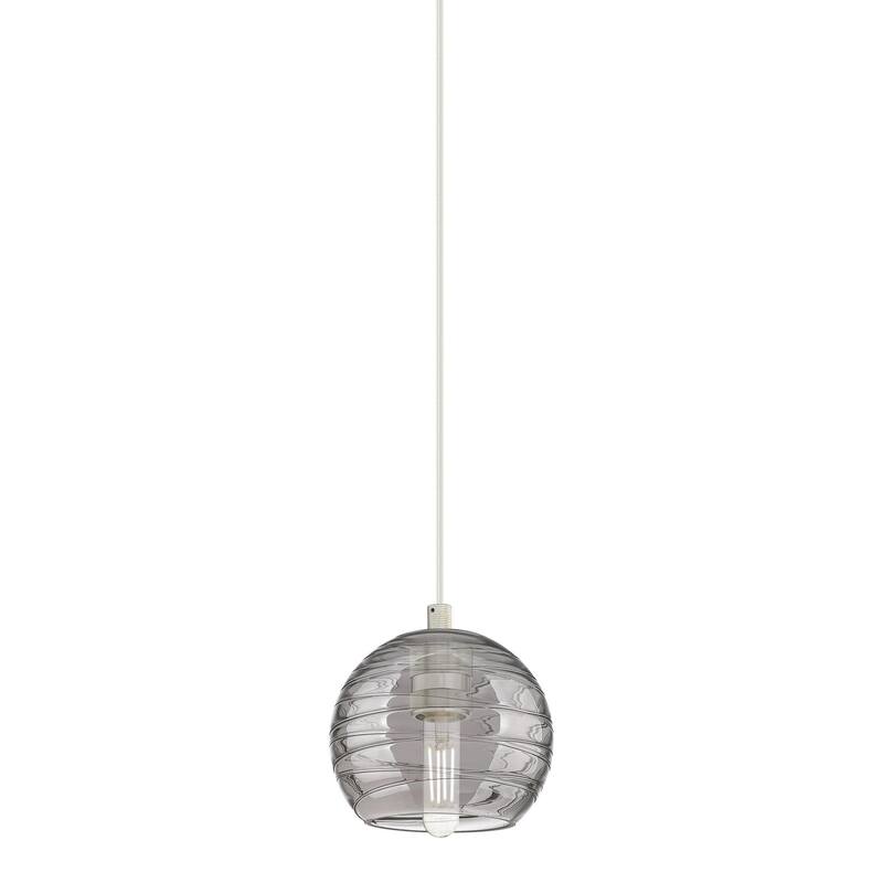 Innovations Lighting 434-1P-8-6 Crown Point Pendant Crown Point 6" - Polished Nickel / Light Smoke Deco Swirl