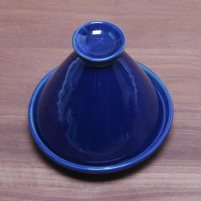 Novica Handmade Blue Francis Ceramic Mini Tagine