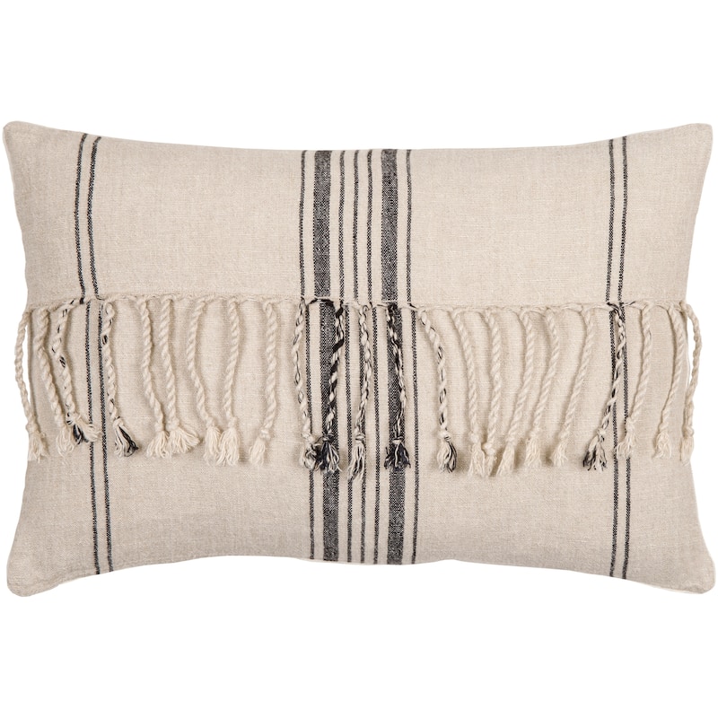 Enrico Linen Tassel Throw Pillow - 13"H x 20"W - Down