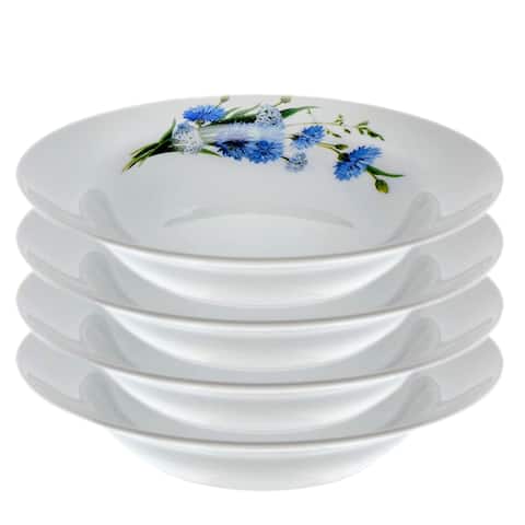 STP-Goods Cornflowers Porcelain Soup Plate 9.4" (Set of 4)