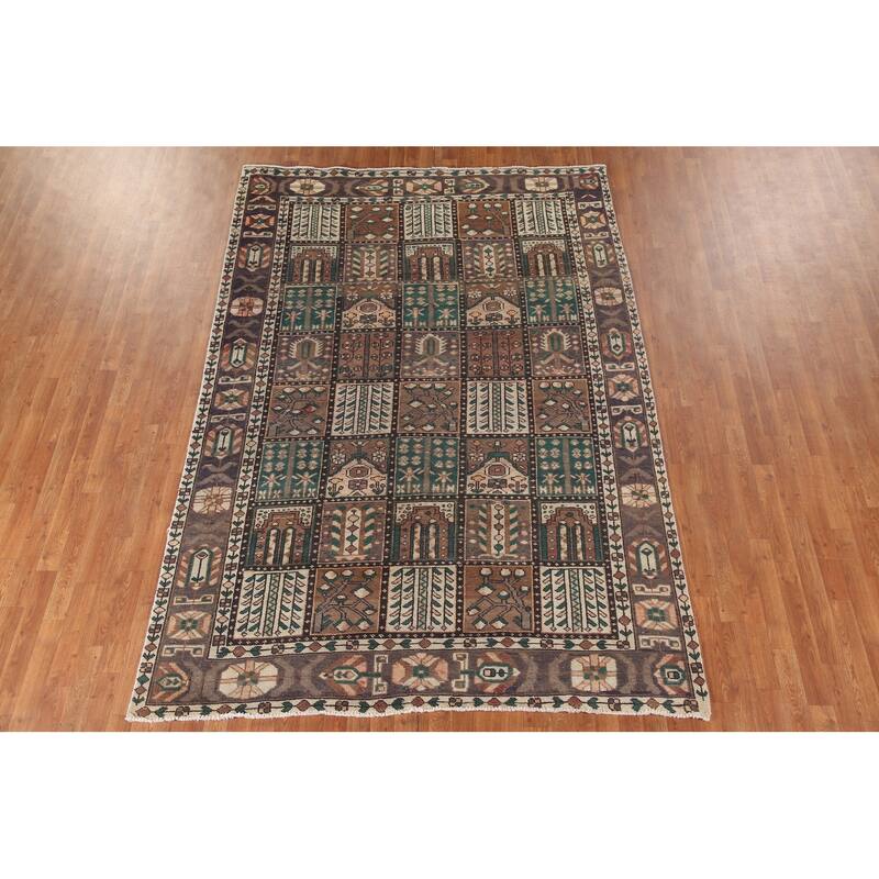 Distressed Bakhtiari Persian Vintage Area Rug Handmade Wool Carpet - 6'8"x 9'9"