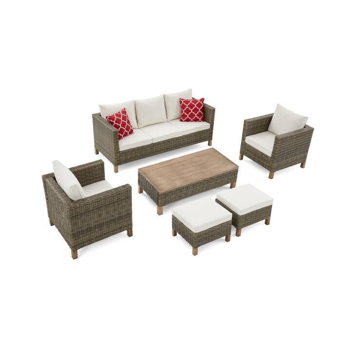 6 Piece Sectional Seating Group with Cushions