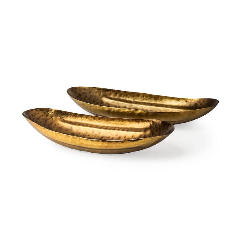 Karmen Gold Hammered Oversized Bowls (Set of 2) - Gold