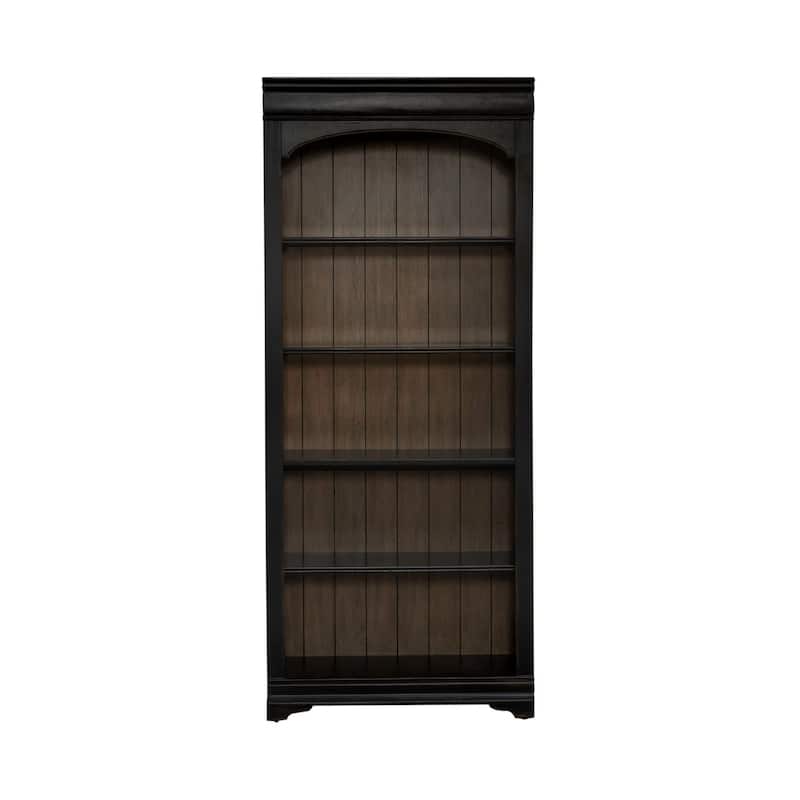 Meritage Aged Charcoal Rub-thru Caramel Bunching Bookcase - 32" x 14" x 76"